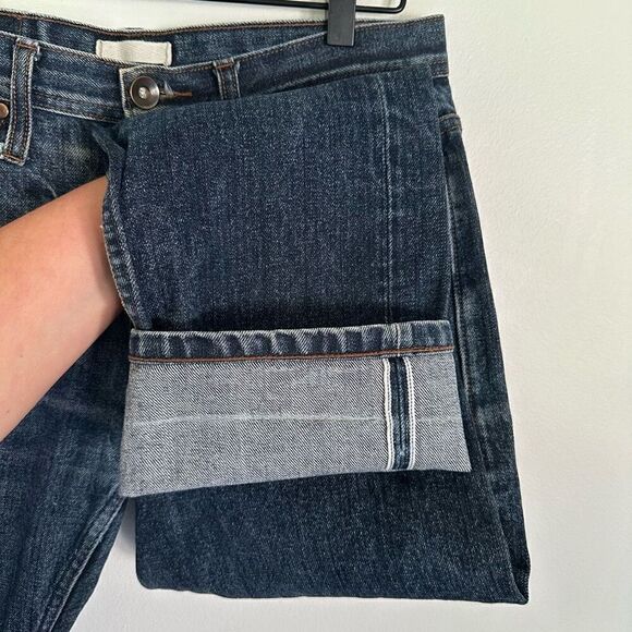 The Unbranded Brand Men’s Distressed Selvedge Buttonfly Tappered Leg Dark Wash J - Picture 4 of 16